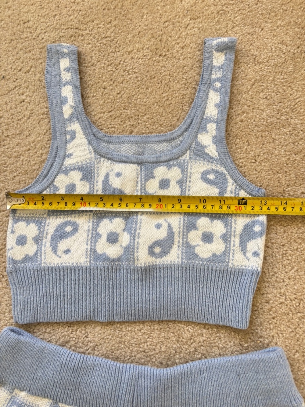 American Eagle Knit Tank Top and Short Sets Blue /white Sz M - Picture 3 of 16